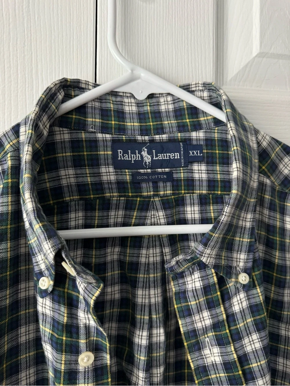 Polo Ralph Lauren Vintage Plaid Flannel Button Down XXL 90s Dress Shirt Luxury